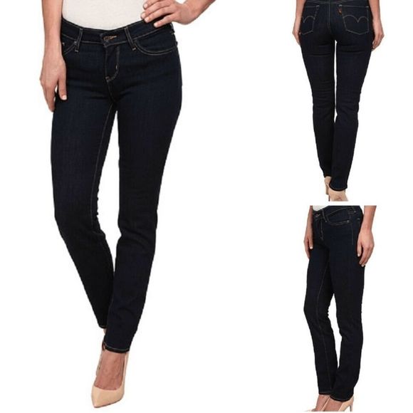 NEW Women’s Size 24 LEVIS 712 Slim Fit Mid Rise Jeans Dark Blue 188840024 - Picture 2 of 3